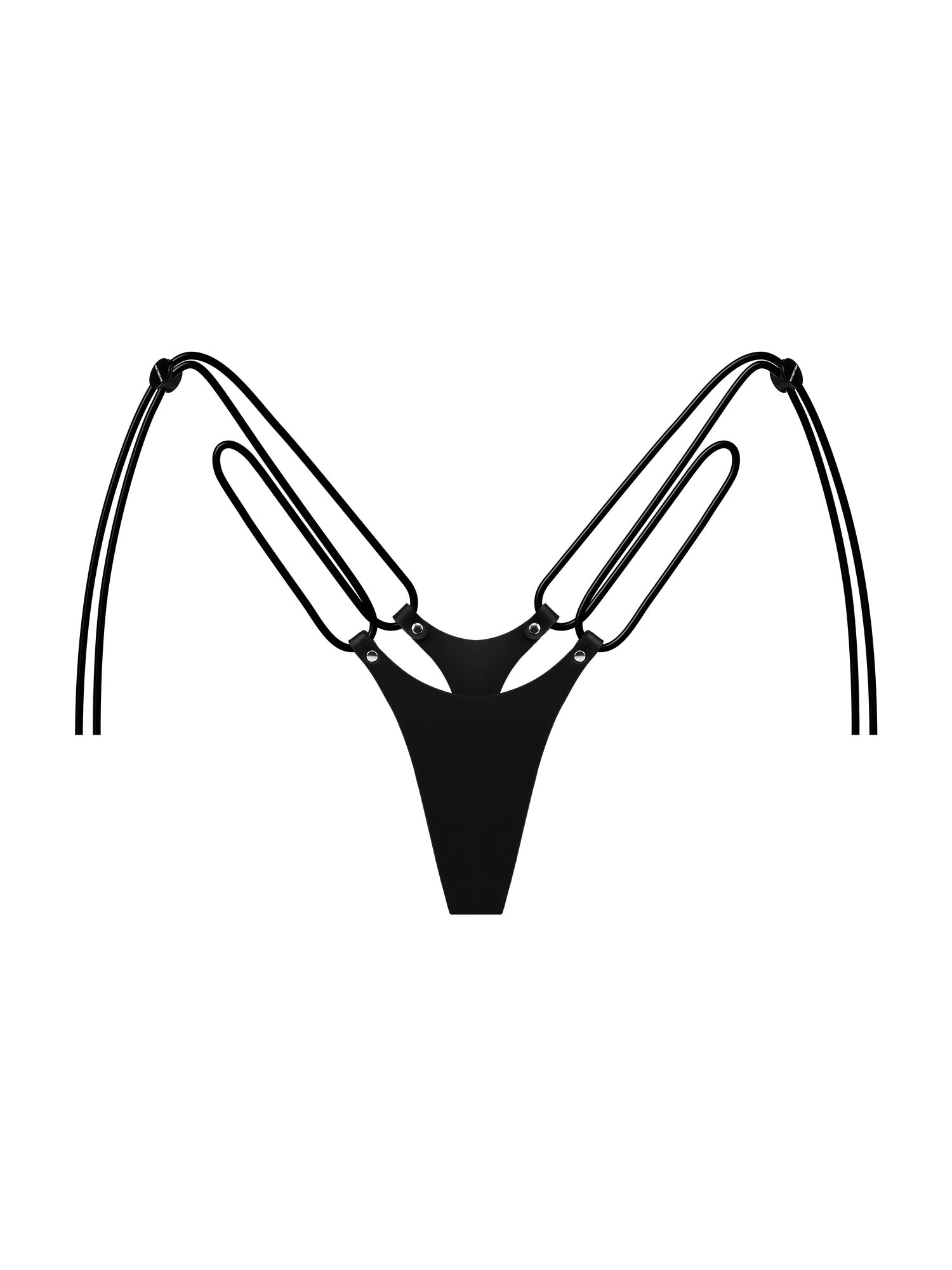 Front view of the Belle Mini vegan leather thong by Baby turns Blue Paris