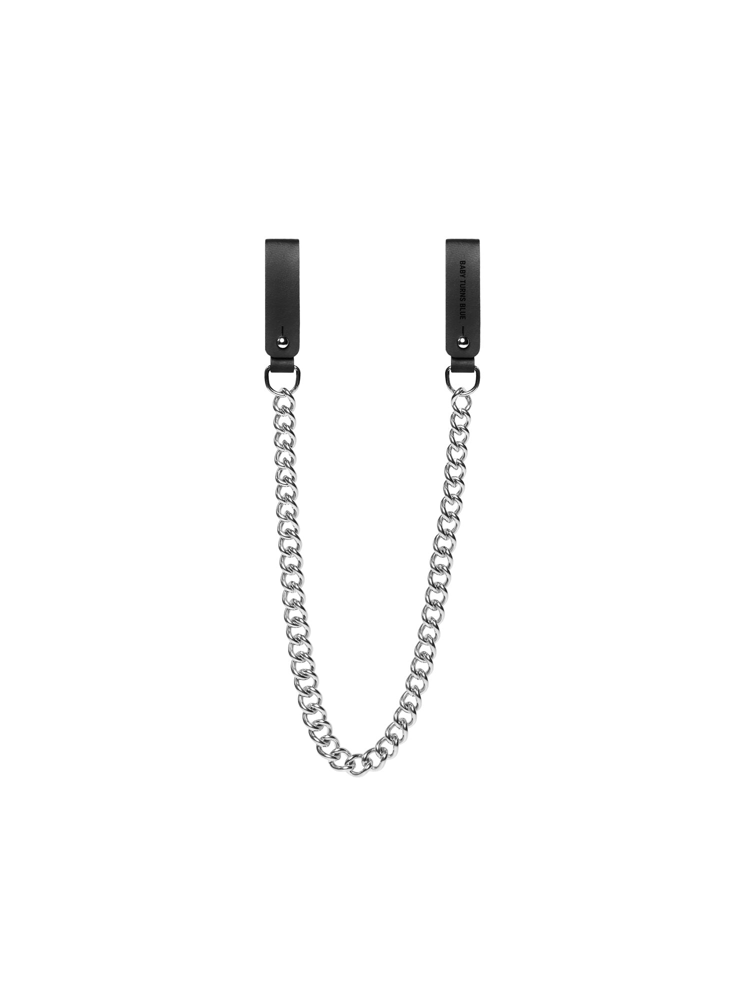 Front view of the vegan leather Double loop chain by Baby turns Blue Paris