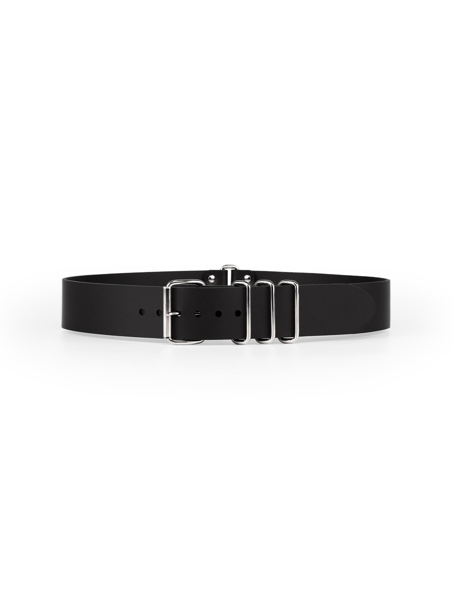 Front view of the Jessica Haze x Baby turns Blue vegan leather belt