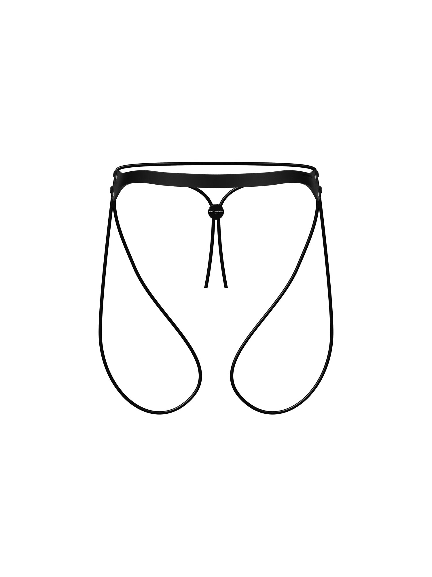 Front view of the Pulse vegan leather garter belt by Baby turns Blue Paris