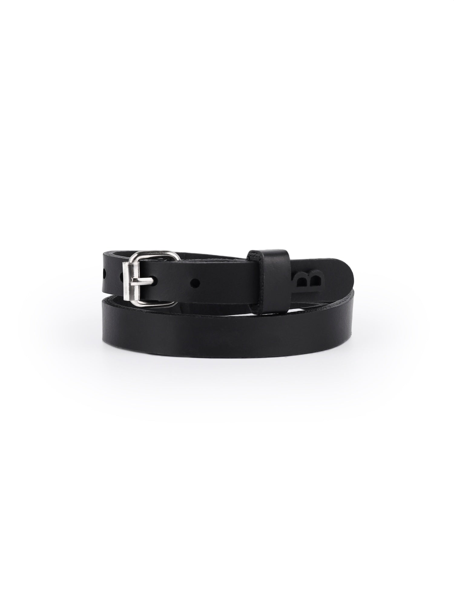 Front view of the Baby turns Blue Paris Ava cuff made from AppleSkin leather