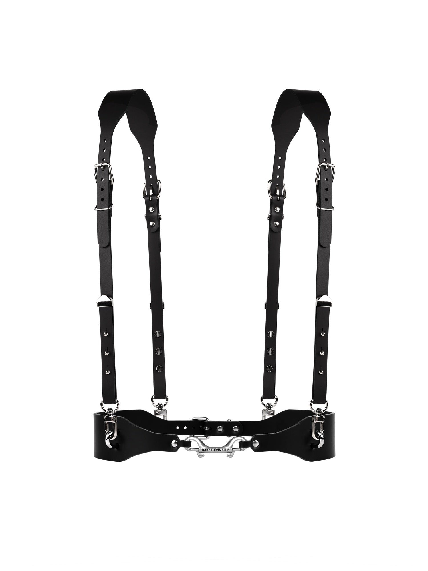 Front view of high-quality vegan harness Eden by Baby turns Blue Paris
