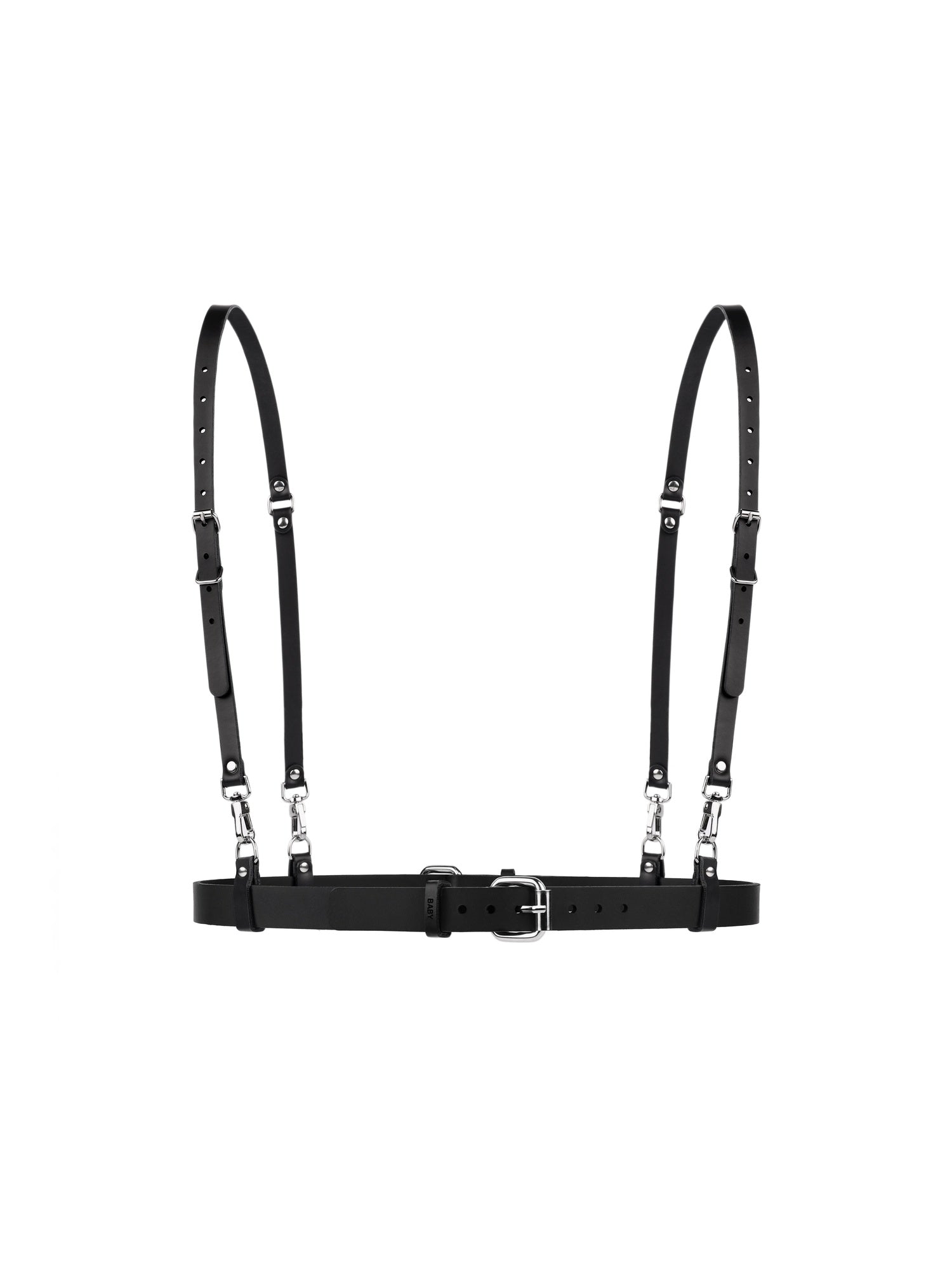 Front view of the Emmy eco-friendly harness by Baby turns Blue Paris