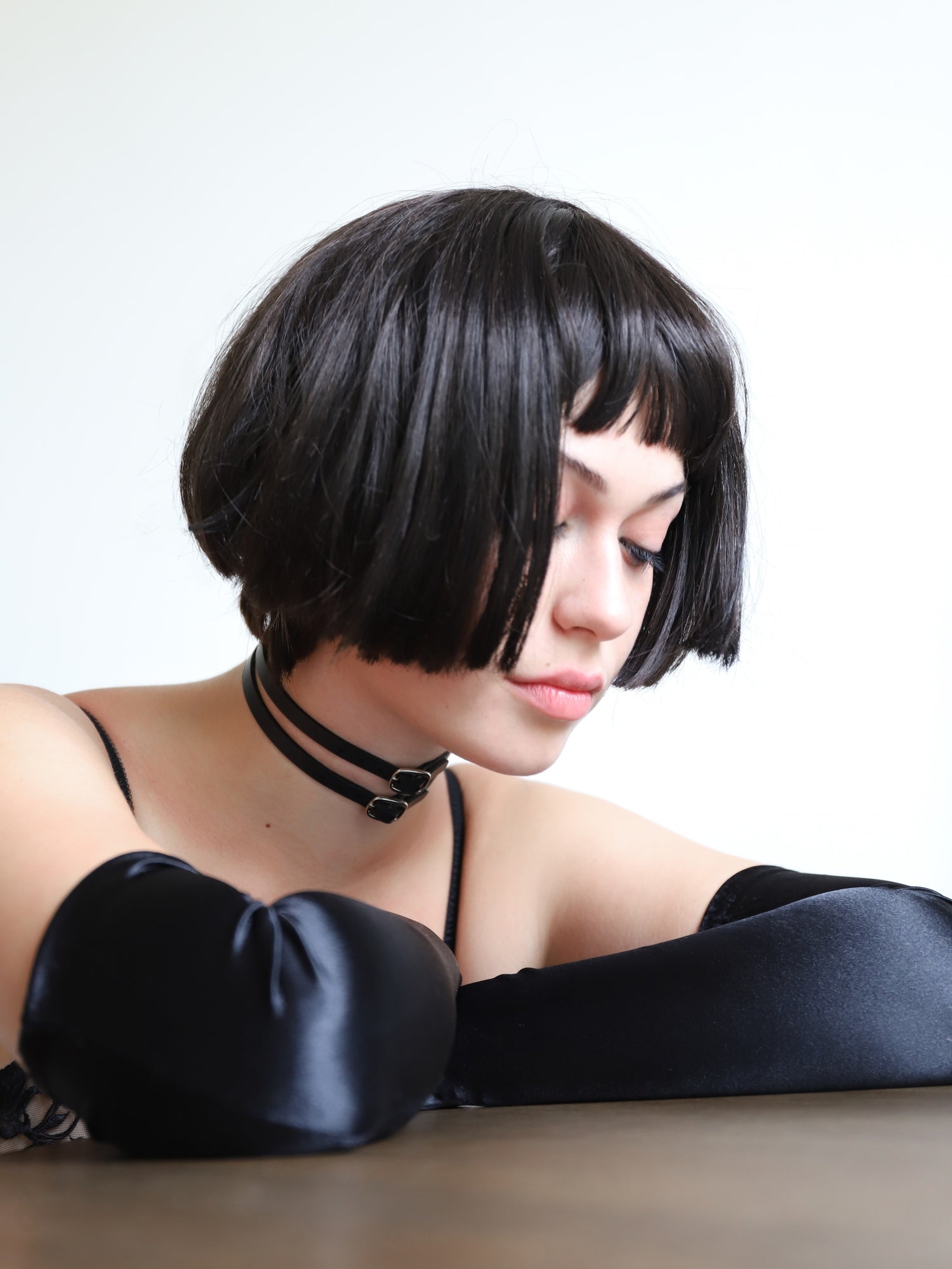 Portrait of Aurora featuring the Lola choker by Baby turns Blue Paris