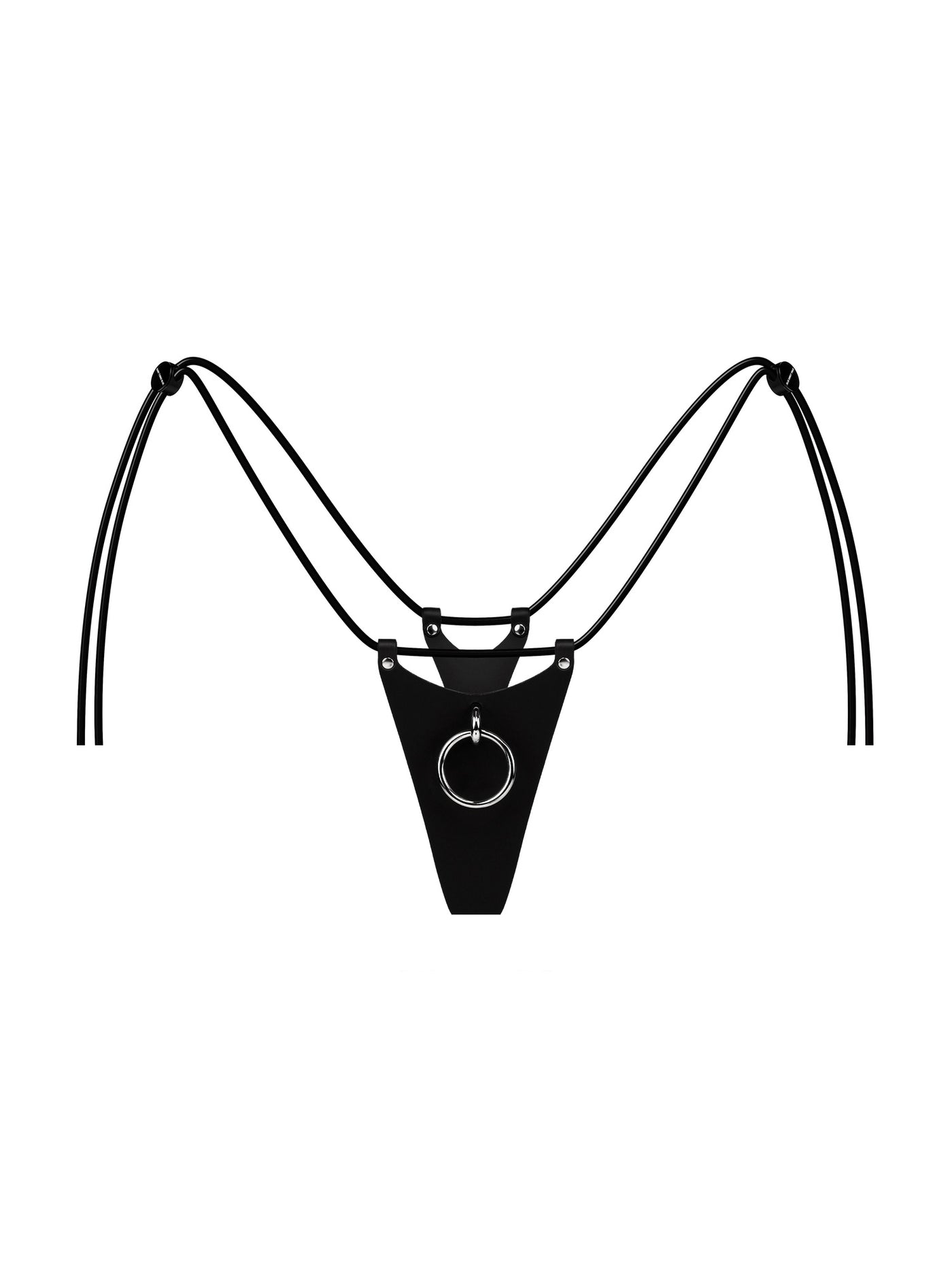Chain G-String Thong with Black Vegan Leather