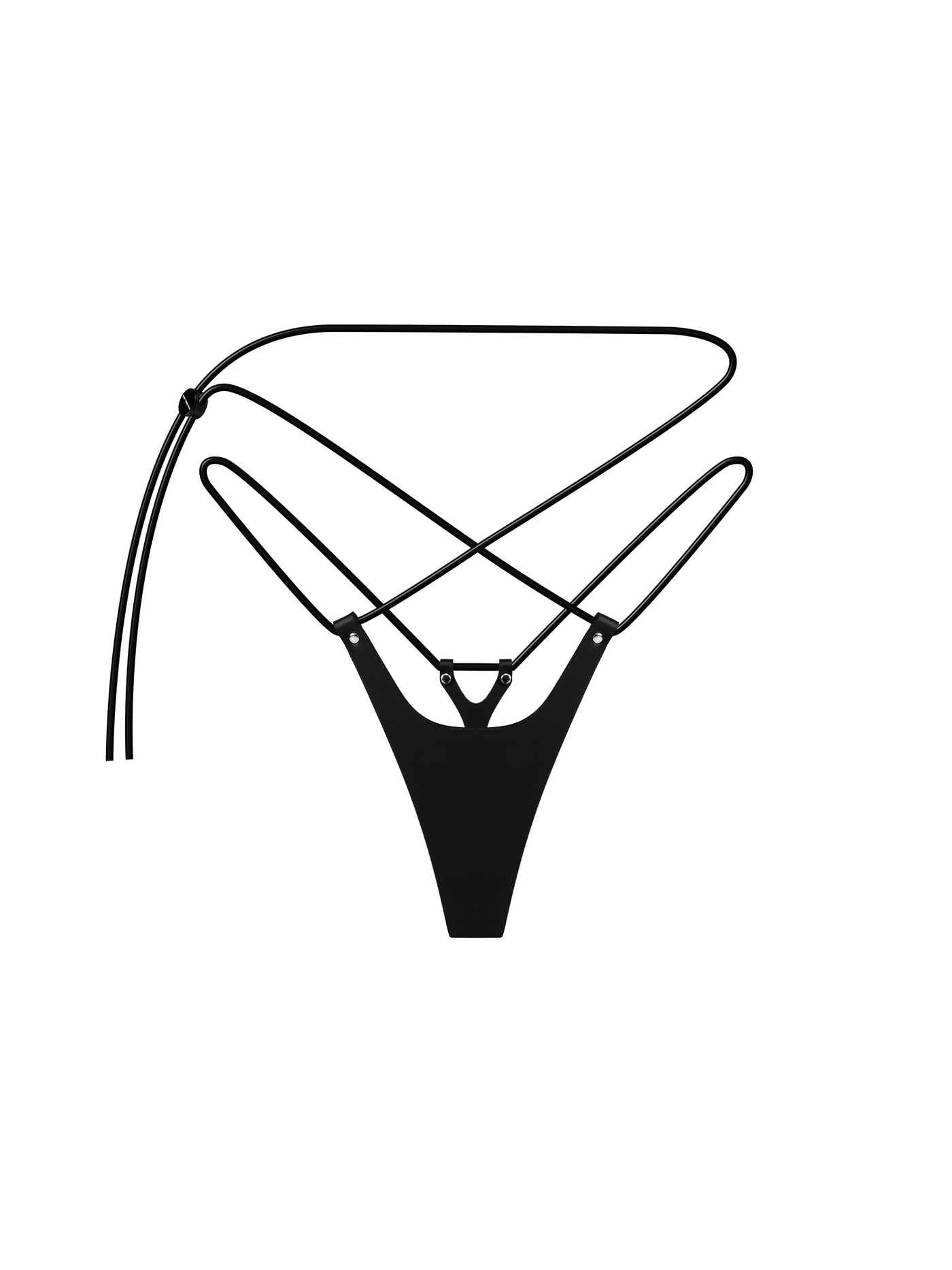 Front view of the Pulse vegan leather thong by Baby turns Blue Paris