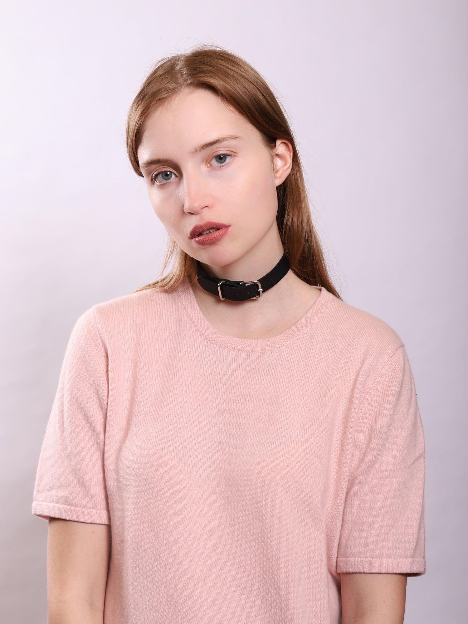 Romaine wearing the vegan Baby turns Blue Paris Aria choker