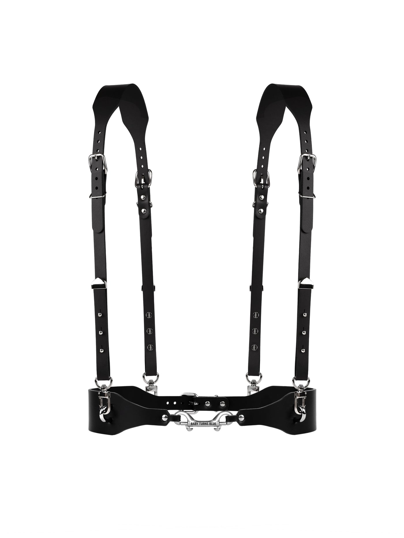 Front view of high-quality vegan harness Eden by Baby turns Blue Paris