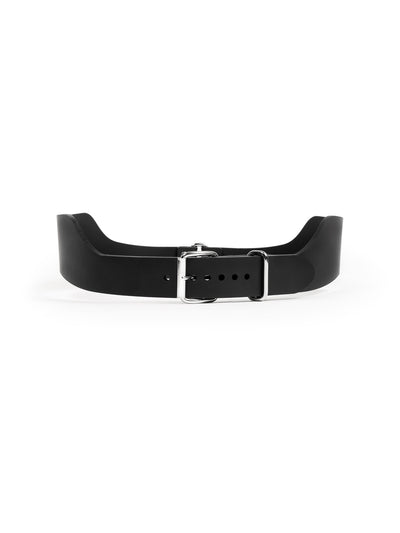 Front view of the Elisabeth vegan leather belt by Baby turns Blue Paris