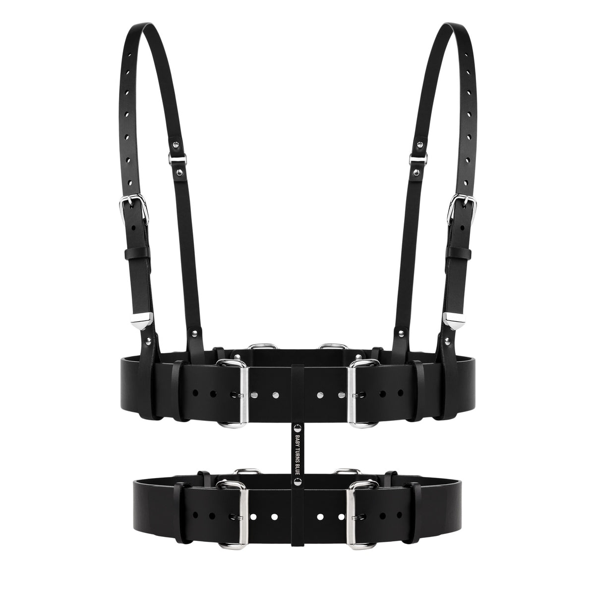2pc faux leather harness set Double Belt Leather Harness | Black Harness | HAUTE CUIR  main image 2