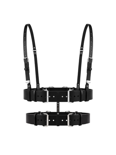 Front view of the vegan Gum double harness by Baby turns Blue Paris