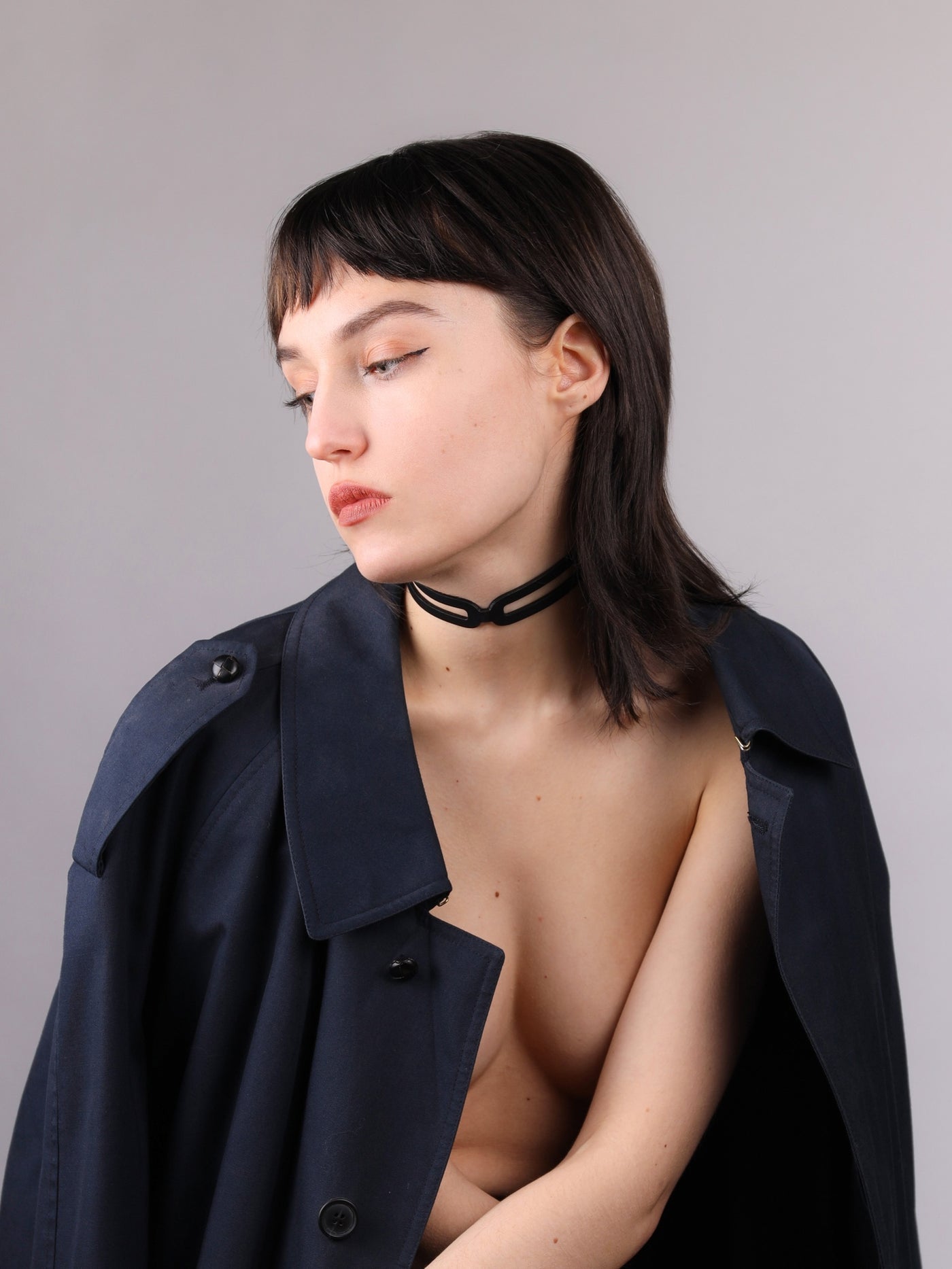 Marie posing with the handcrafted Hope choker by Baby turns Blue Paris